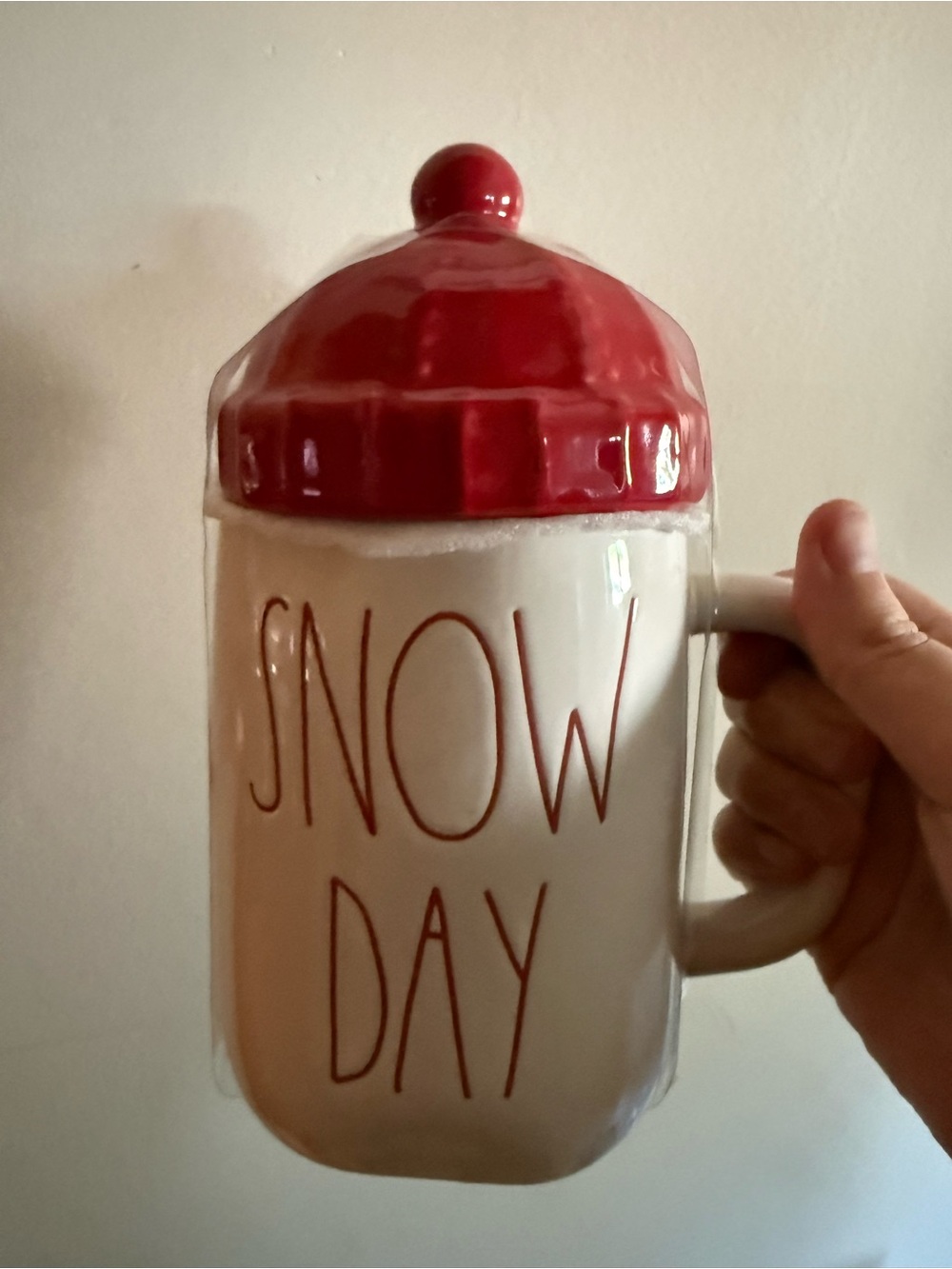 Rae Dunn Christmas mug with topper